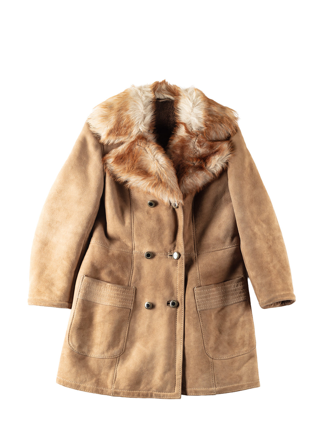 Vintage 70's Women Sheepskin Shearling Coat in Beige