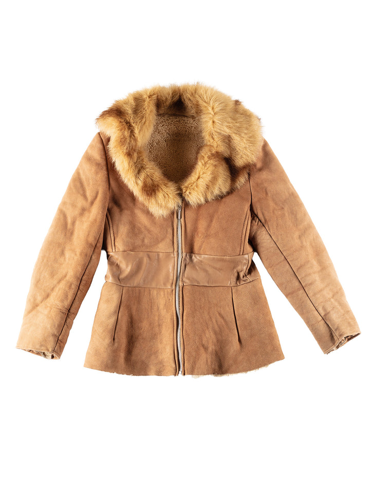 Vintage 70's Women Sheepskin Coat in BrownMN478