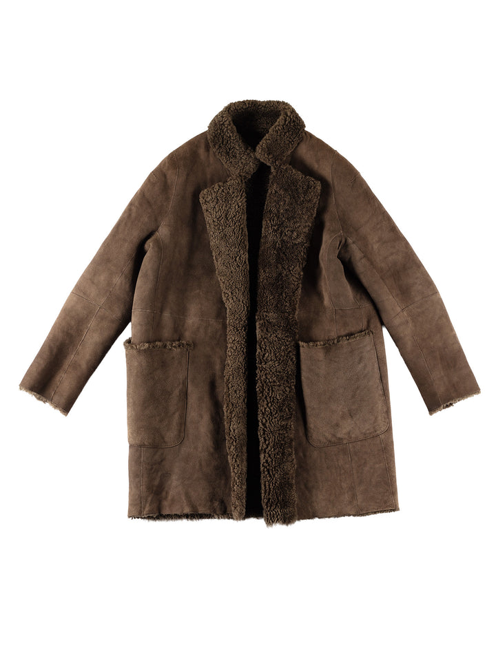 Vintage 80's Women Sheepskin Coat in BrownMN707