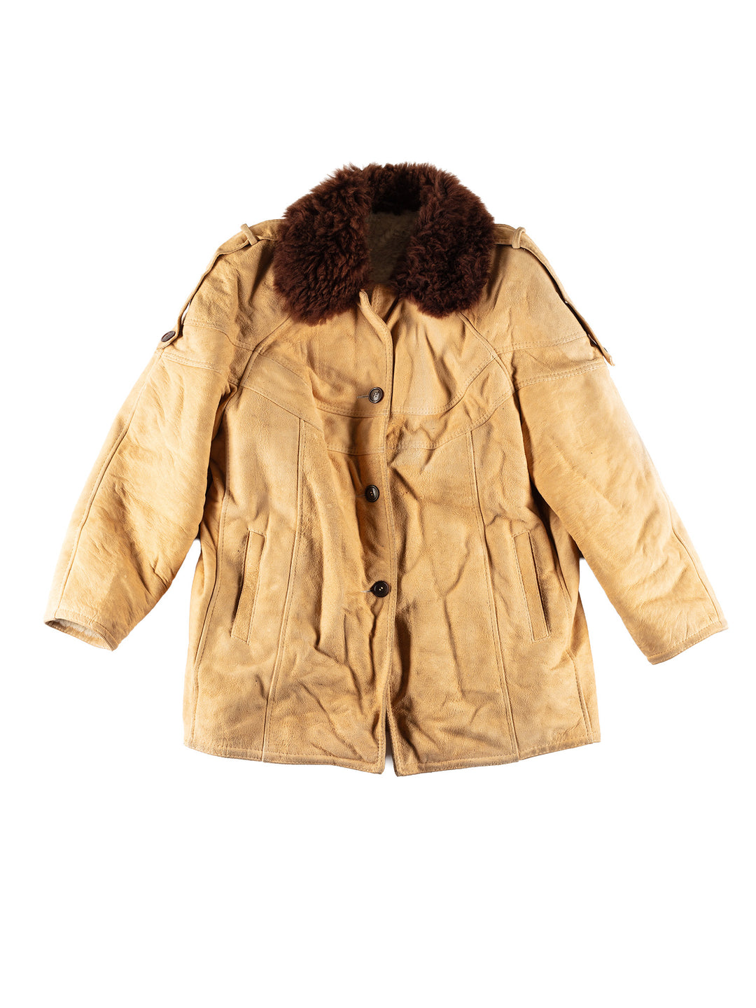 Vintage 80's Women Sheepskin Coat in BeigeMN495