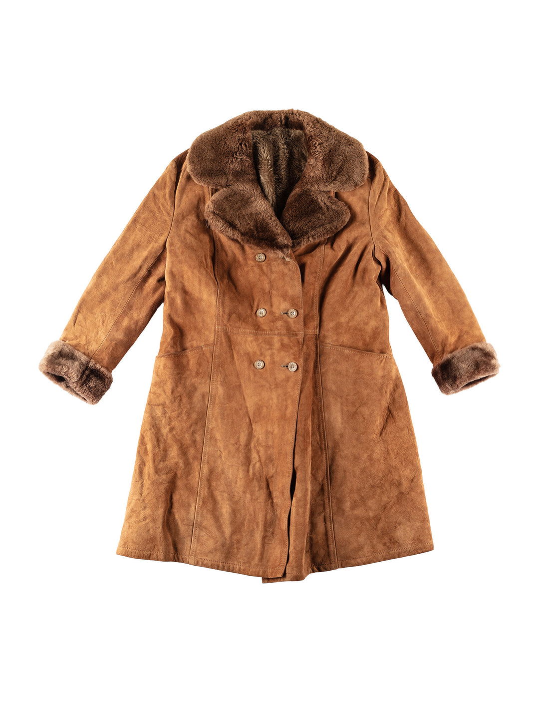 Vintage 70's Women Faux Sheepskin Coat in BrownMN272