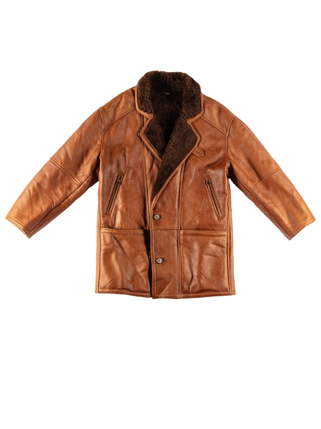 Vintage 80's Men Sheepskin Coat in BrownVN595