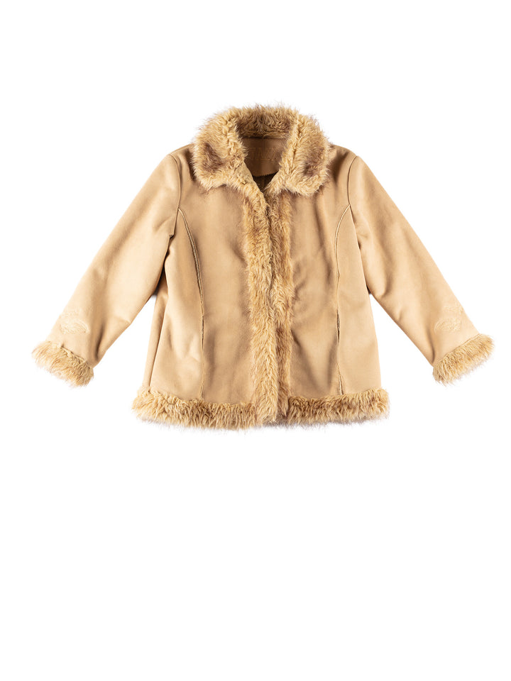 Vintage 70's Women Faux Sheepskin Coat in BeigeMN656
