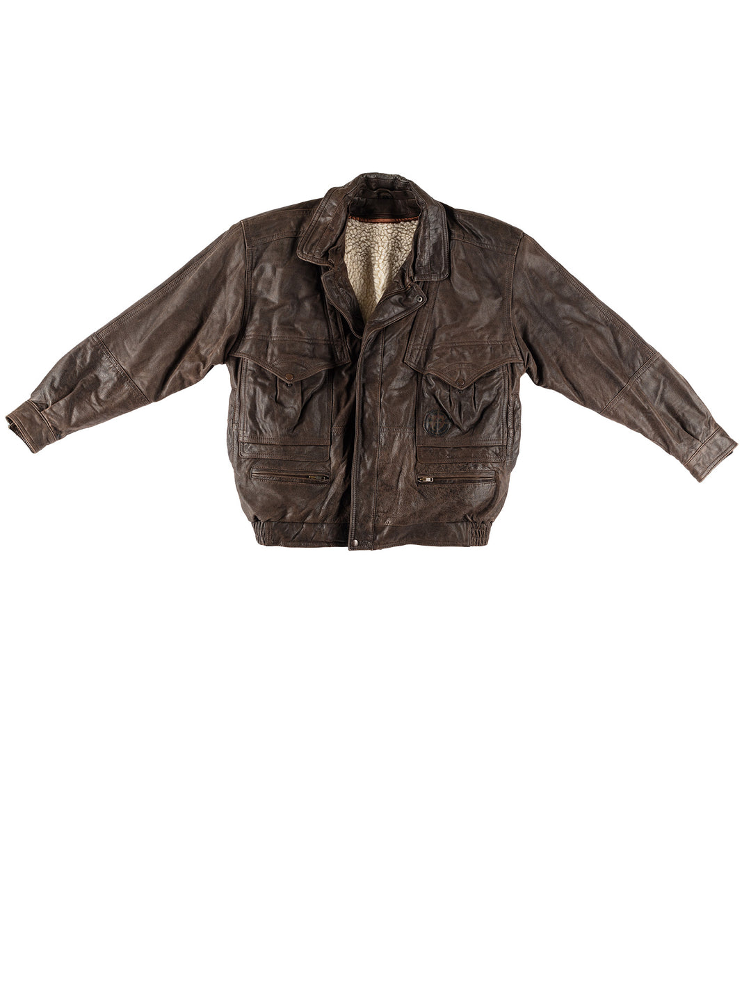 Vintage 80's Men Faux Sheepskin Jacket in BrownVN579
