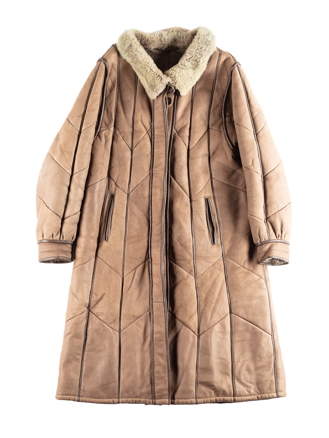 Vintage 80's Women Sheepskin Coat in Brown