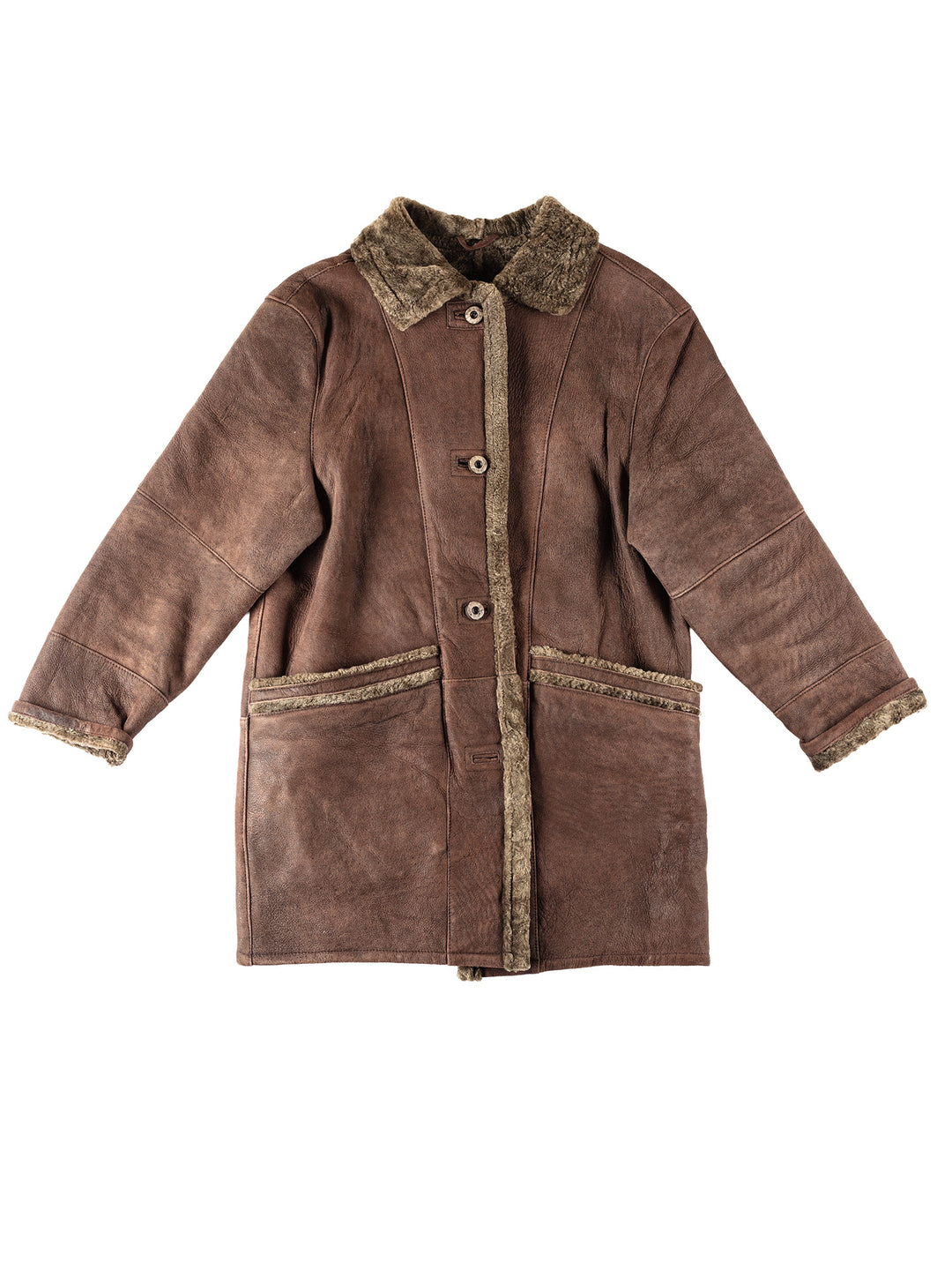 Vintage 80's Women Sheepskin Coat in BrownMN371