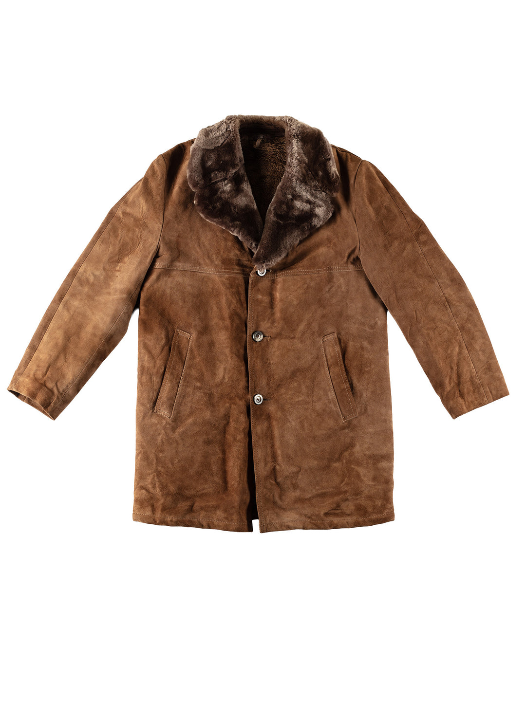 Vintage 70's Men Faux Sheepskin Coat in BrownVN537