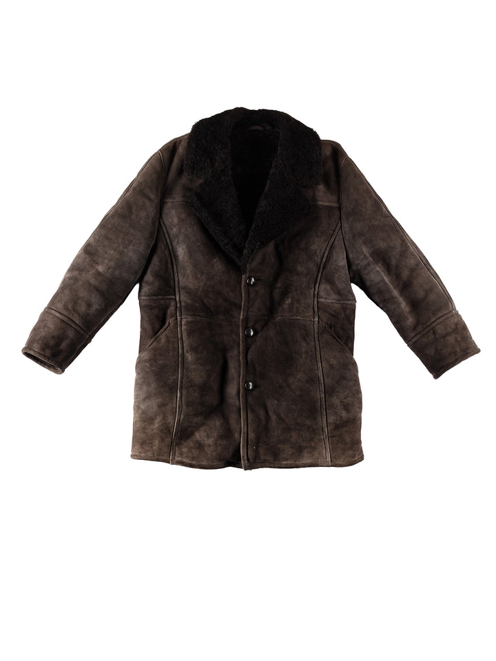 Vintage 80's Men Sheepskin Coat in GrayVN420