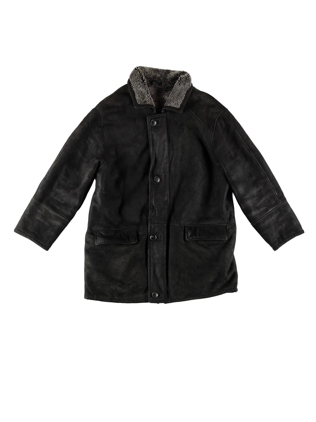 Vintage 80's Men Sheepskin Coat in BlackVN707