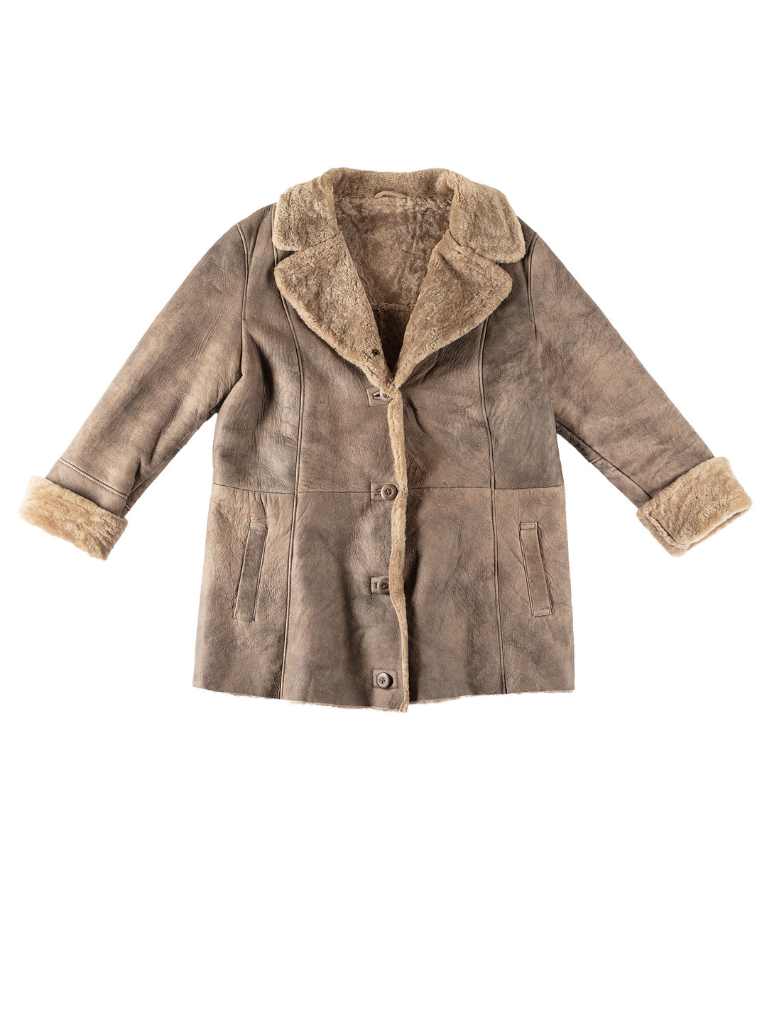 Vintage 80's Women Sheepskin Coat in BeigeMN588