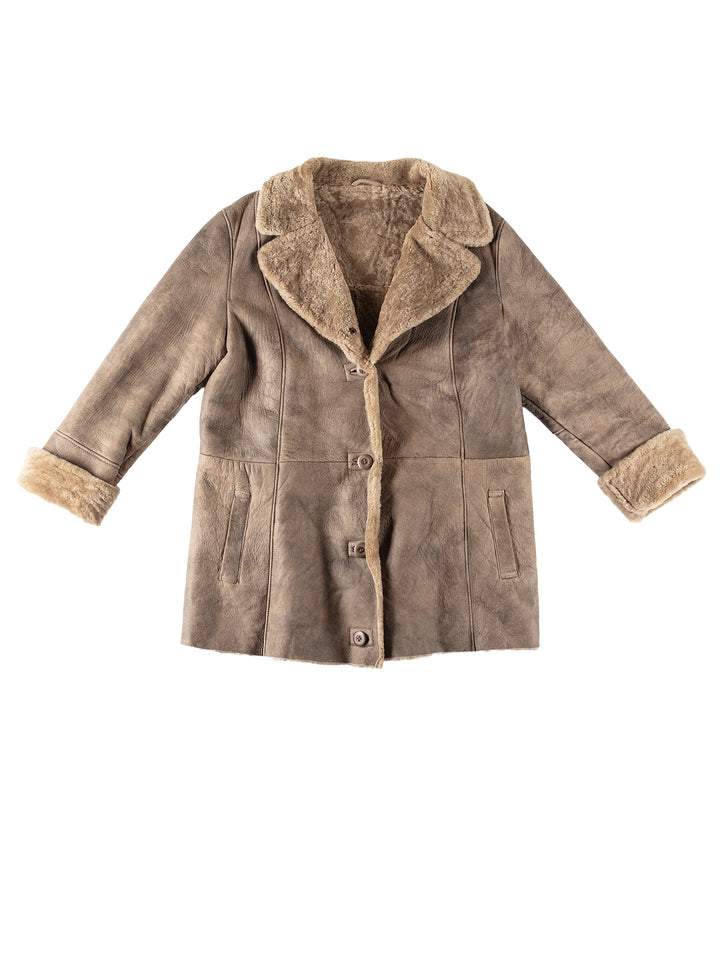 Vintage 80's Women Sheepskin Coat in BeigeMN588