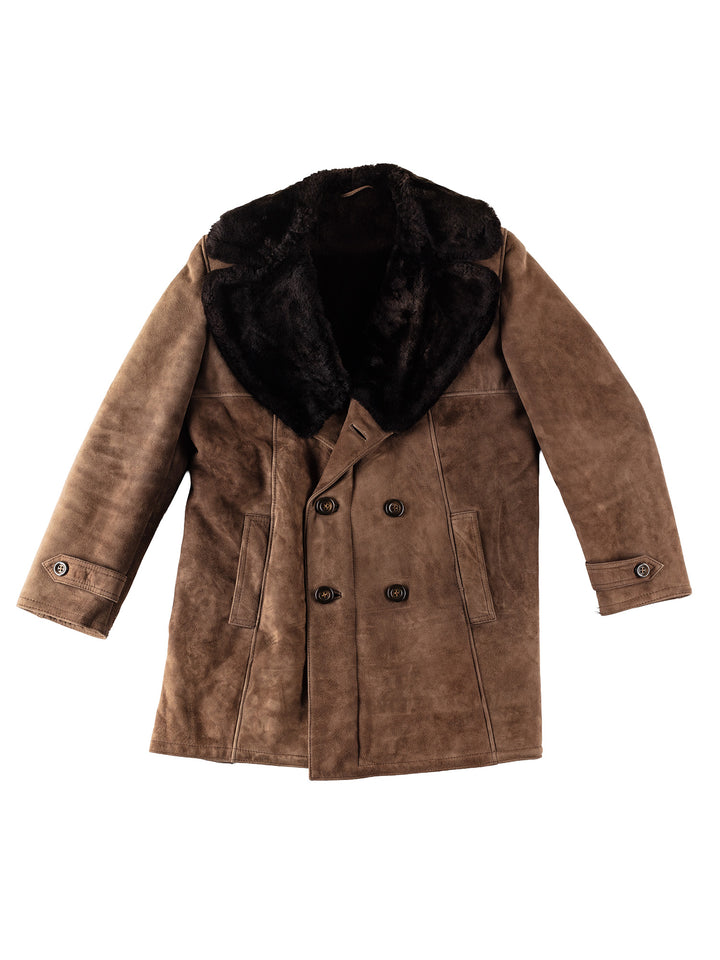 Vintage 80's Men Sheepskin Coat in BrownVN366