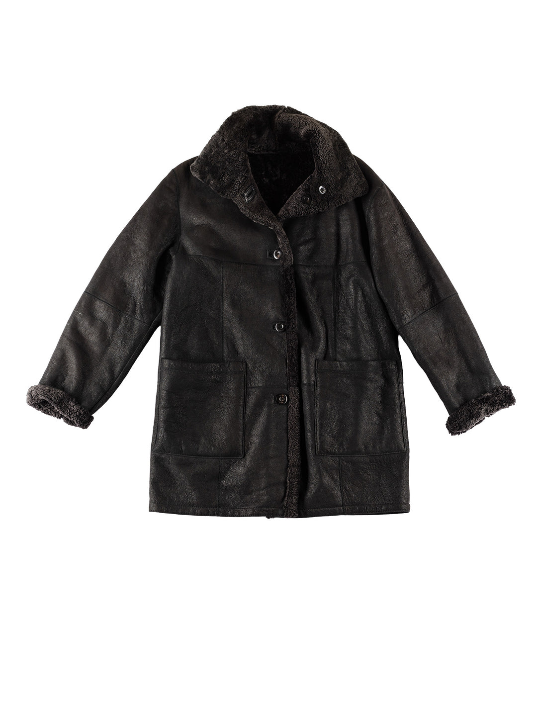 Vintage 80's Women Sheepskin Coat in BlackMN711