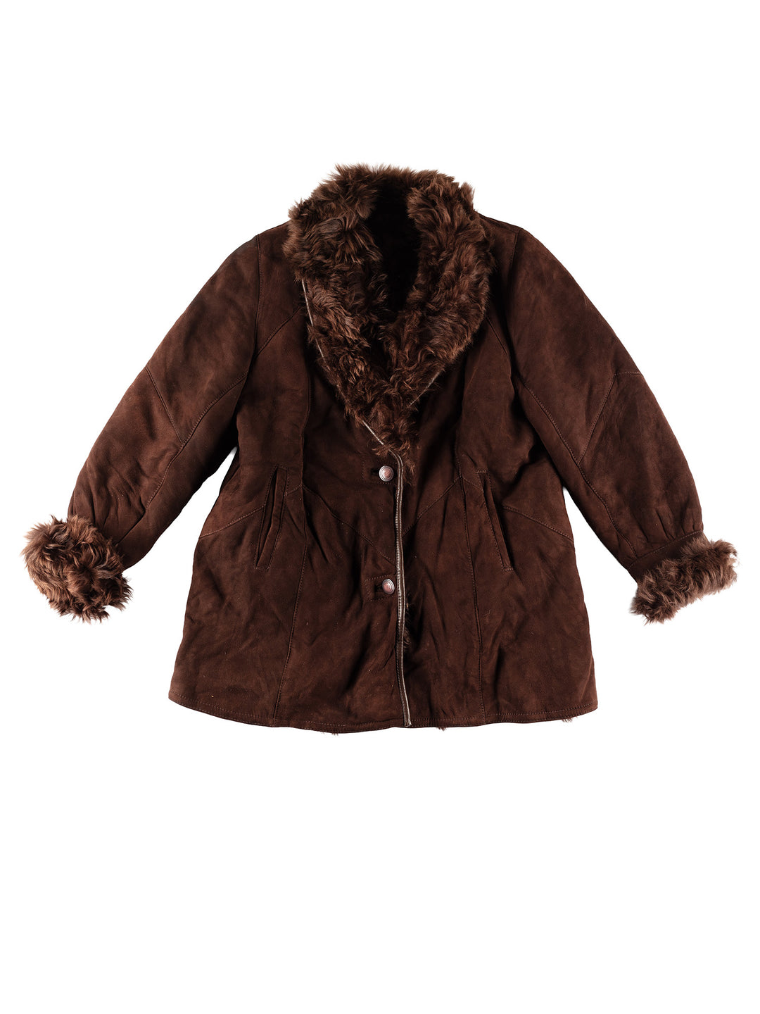 Vintage 70's Women Sheepskin Coat in BrownMN446