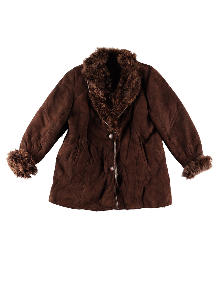 Vintage 70's Women Sheepskin Coat in BrownMN446