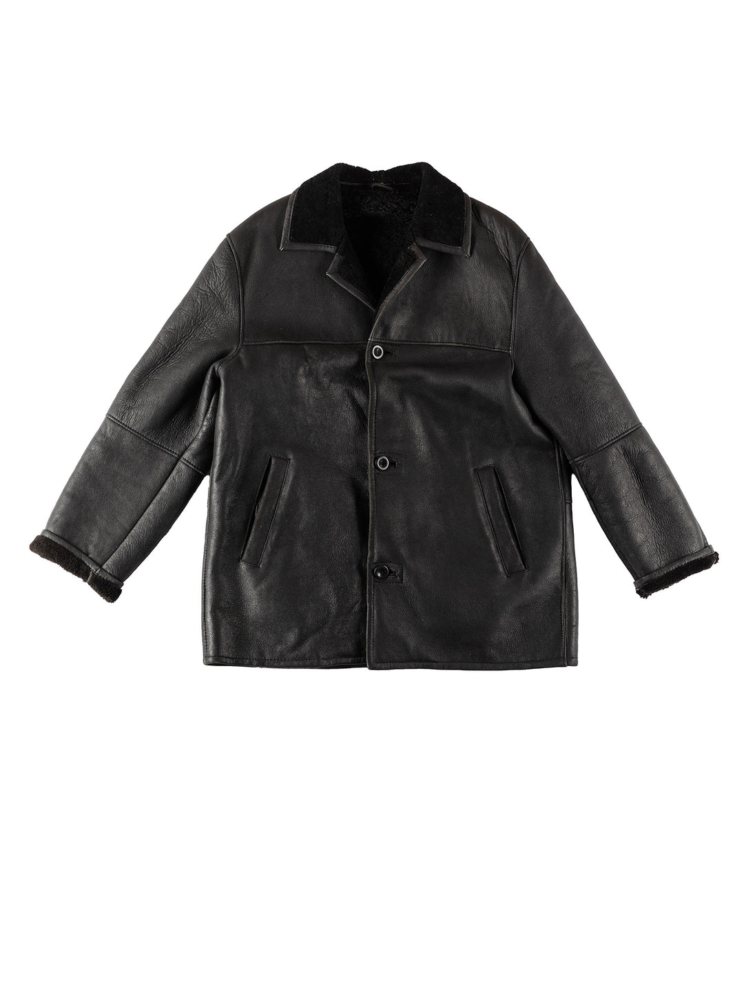 Vintage 80's Men Sheepskin Coat in BlackVN413