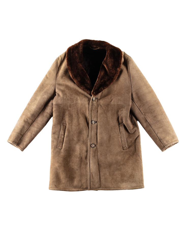 Vintage 80's Men Sheepskin Coat in BeigeVN394