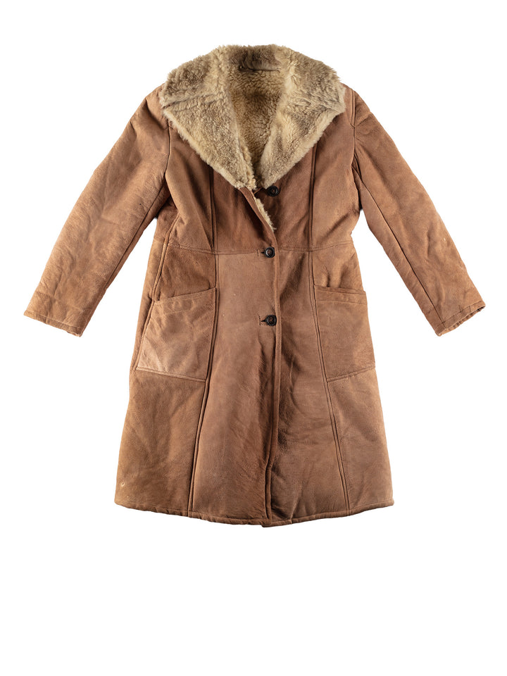 Vintage 70's Women Sheepskin Coat in BrownMN682