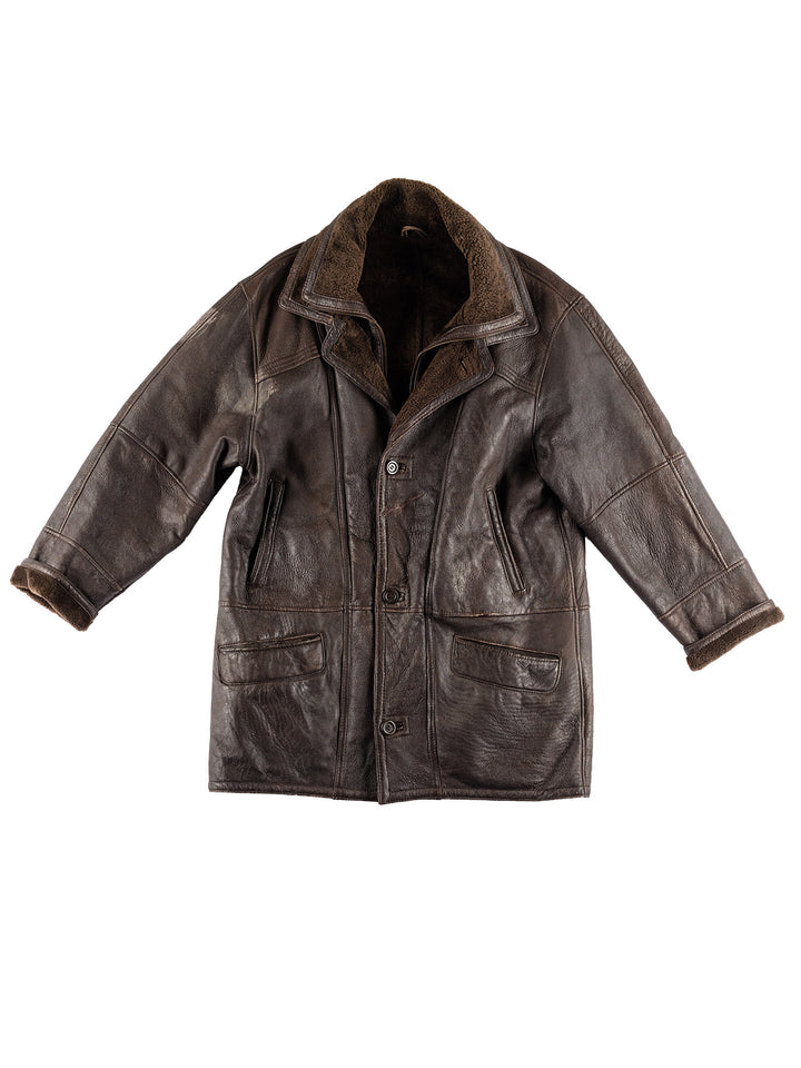 Vintage 80's Men Sheepskin Coat in BrownVN446