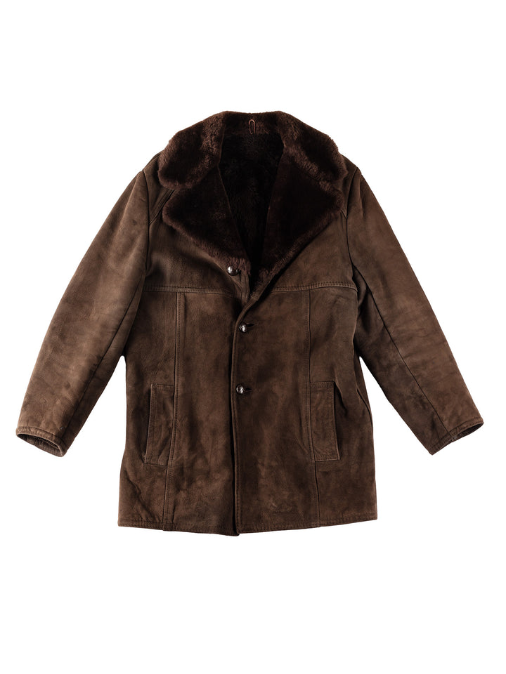 Vintage 70's Men Faux Sheepskin Coat in BrownVN337