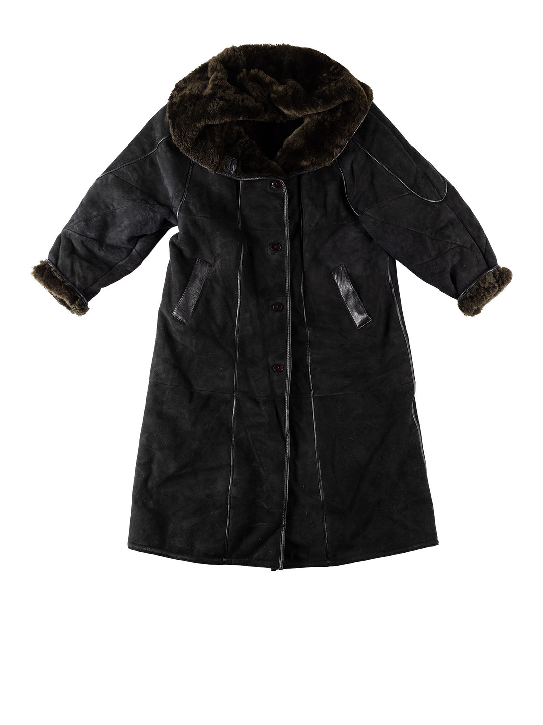 Vintage 80's Women Sheepskin Coat in BlackMN551