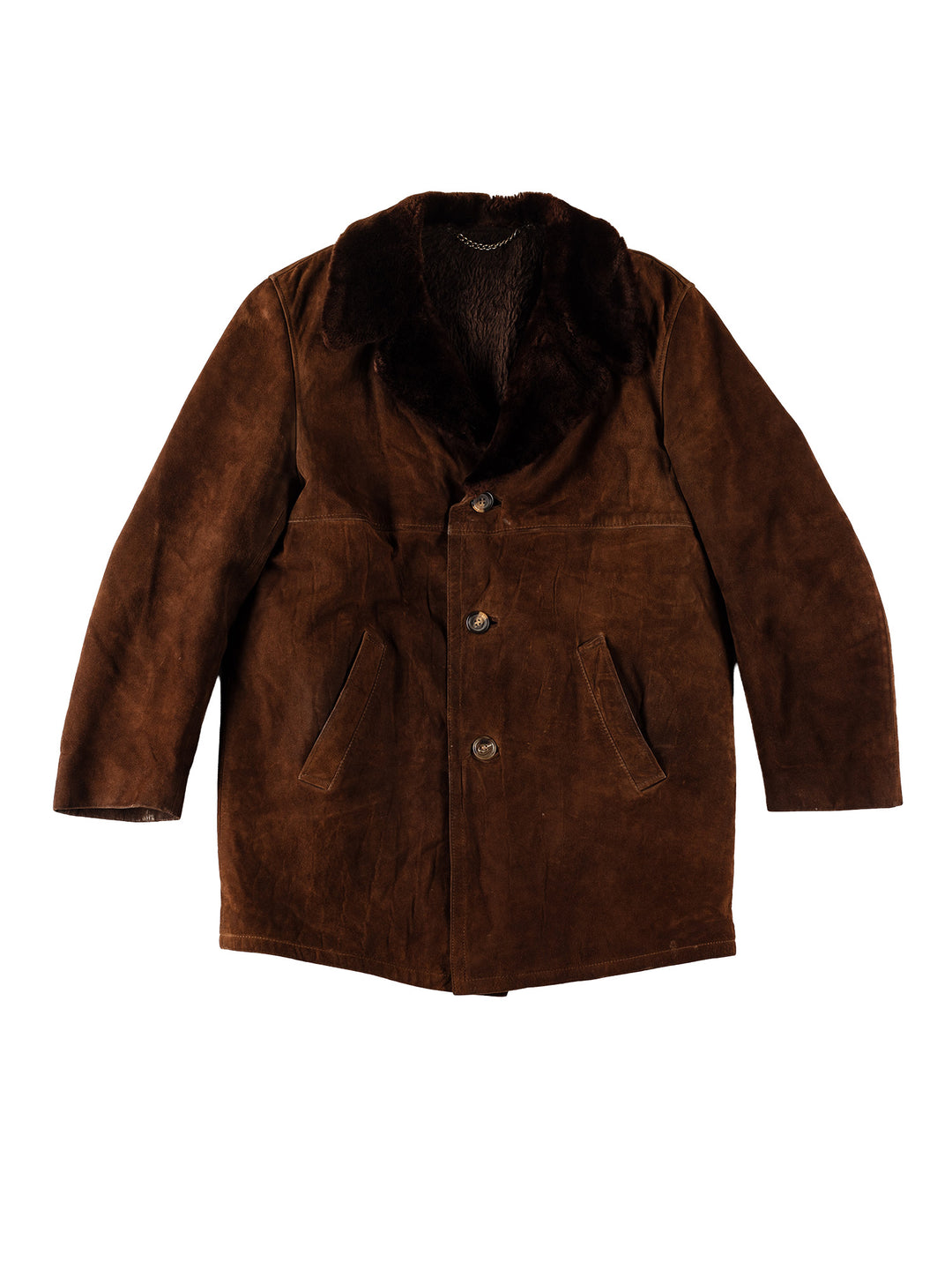 Vintage 70's Men Faux Sheepskin Coat in BrownVN542
