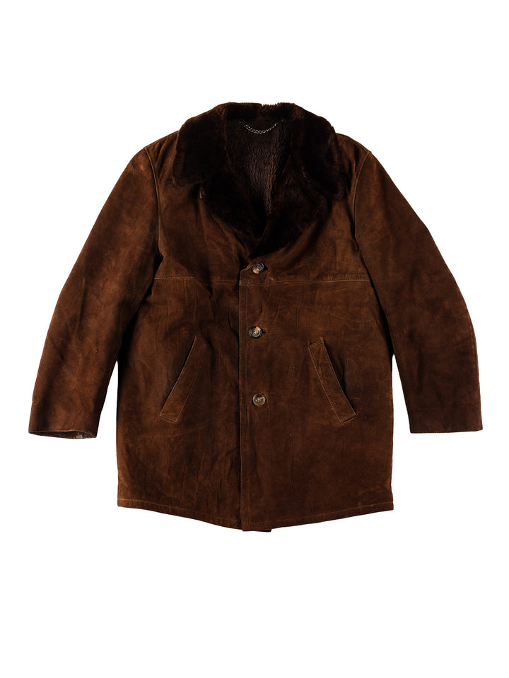 Vintage 70's Men Faux Sheepskin Coat in BrownVN542