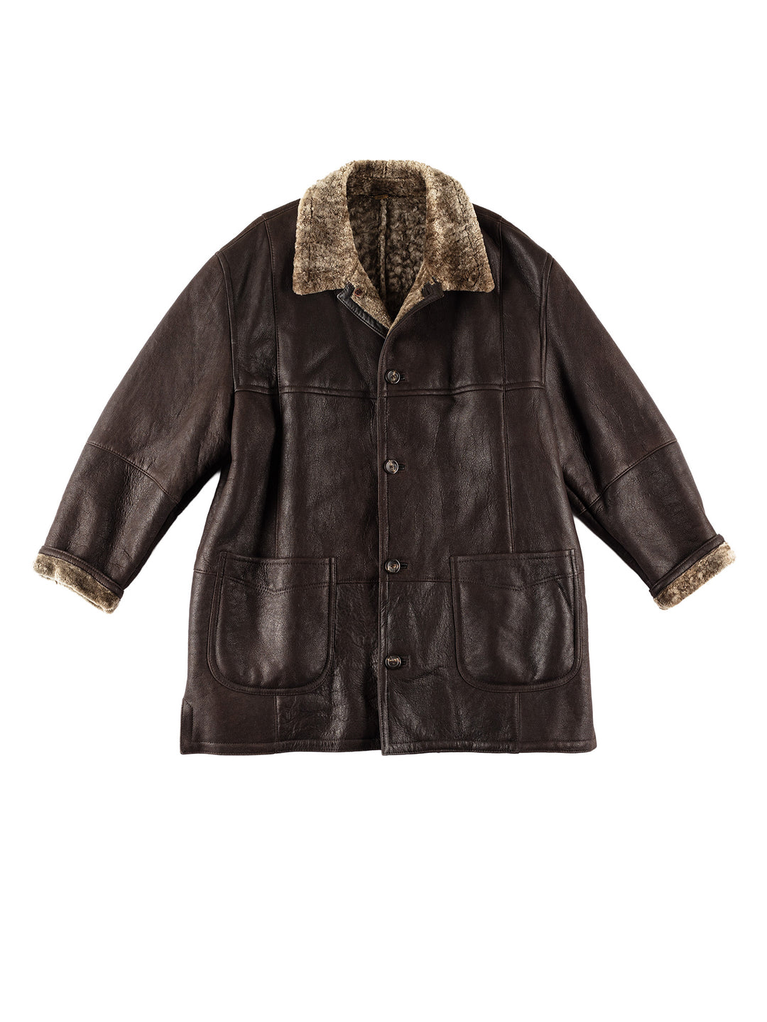 Vintage 80's Men Sheepskin Coat in BrownVN656