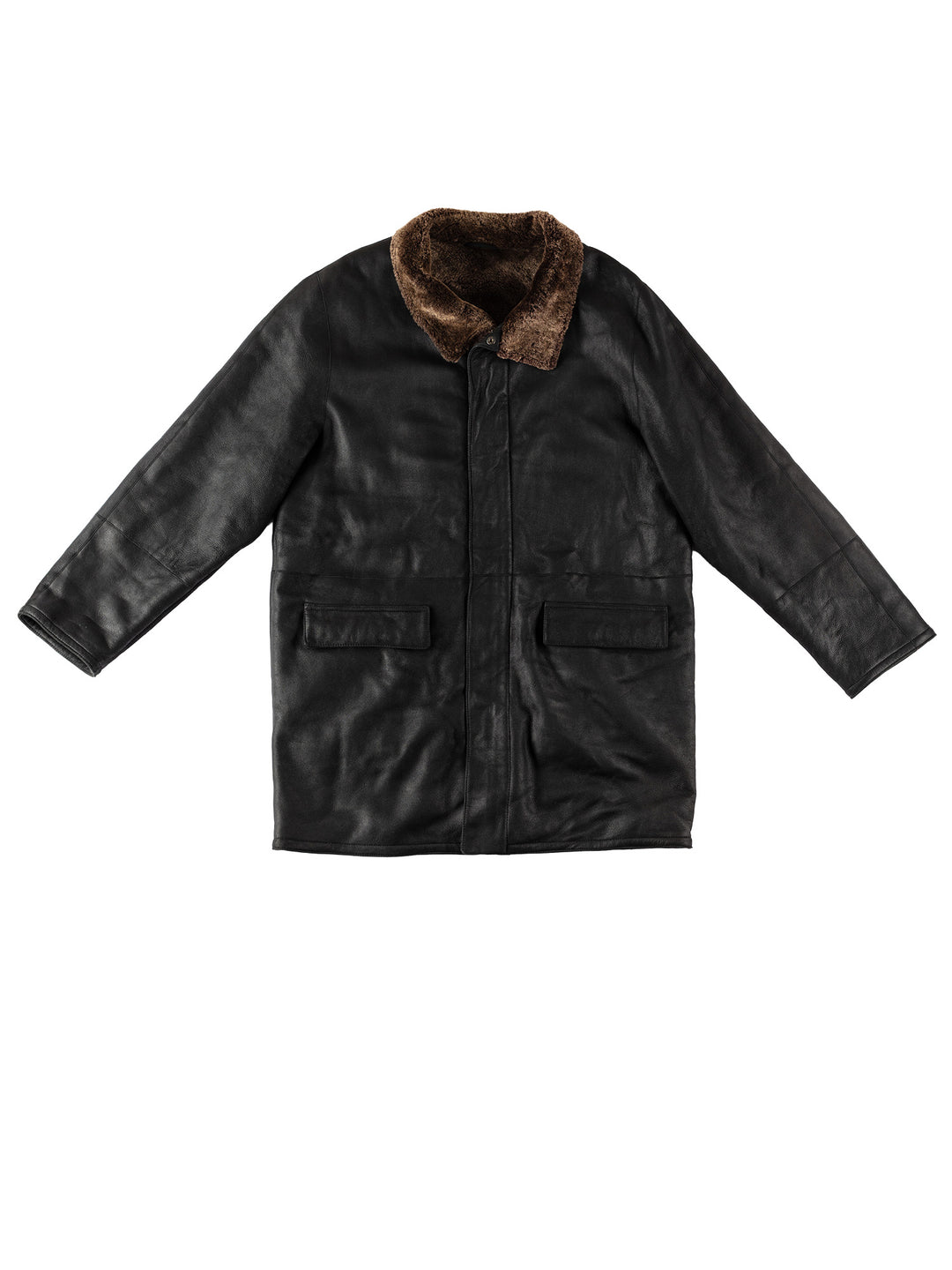 Vintage 80's Men Sheepskin Coat in BlackVN529