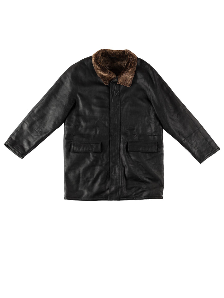 Vintage 80's Men Sheepskin Coat in BlackVN529