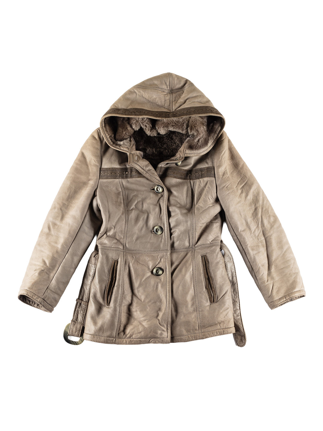 Vintage 70's Women Sheepskin Coat in GrayMN482