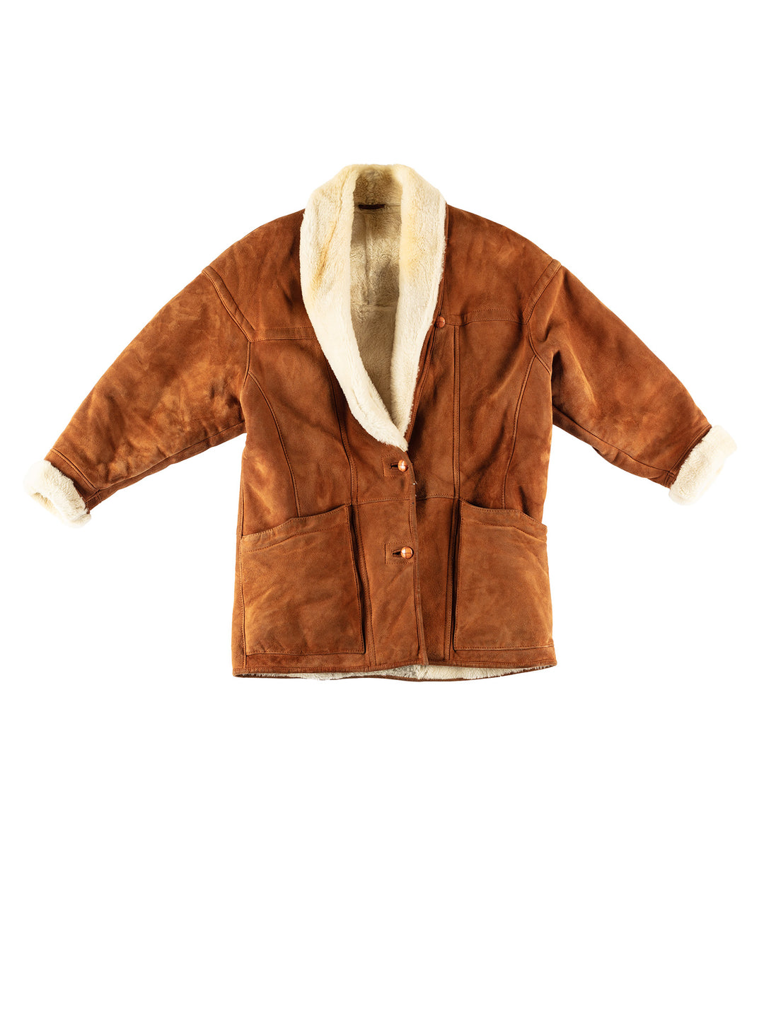 Vintage 80's Women Sheepskin Coat in BrownMN453