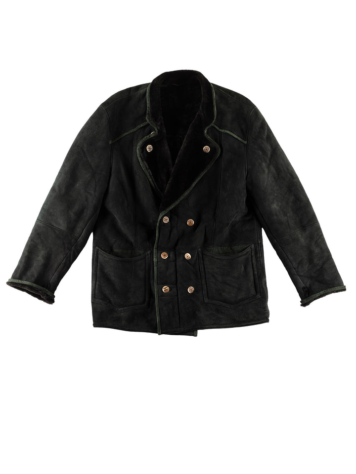 Vintage 80's Men Sheepskin Coat in GreenVN776