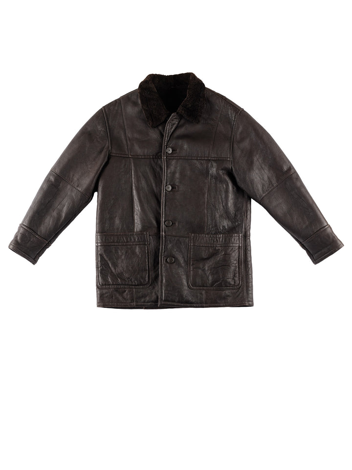 Vintage 80's Men Sheepskin Coat in BrownVN774