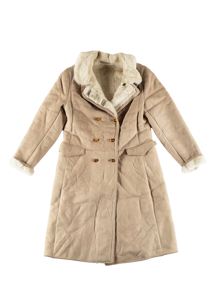 Vintage 70's Women Sheepskin Coat in BeigeMN460