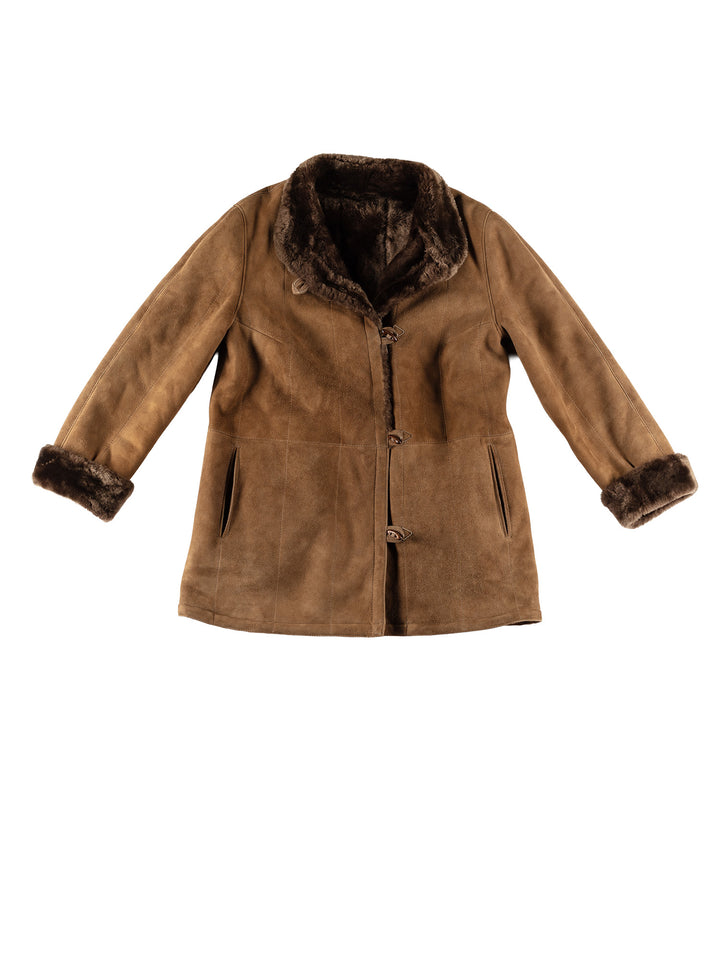 Vintage 80's Women Sheepskin Coat in BrownMN627