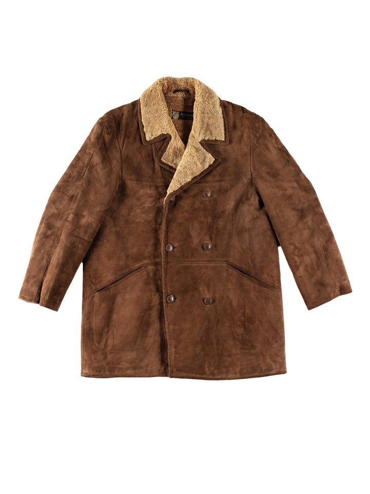 Vintage 80's Men Sheepskin Coat in BrownVN669