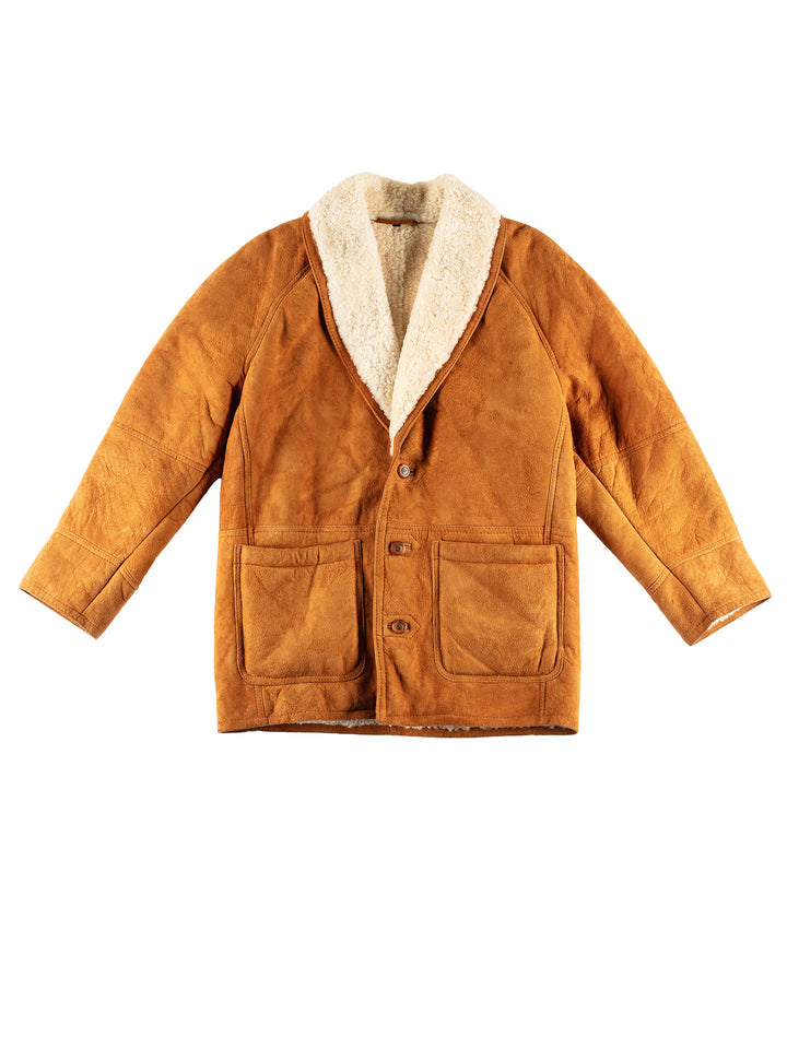 Vintage 80's Men Sheepskin Coat in BrownVN472