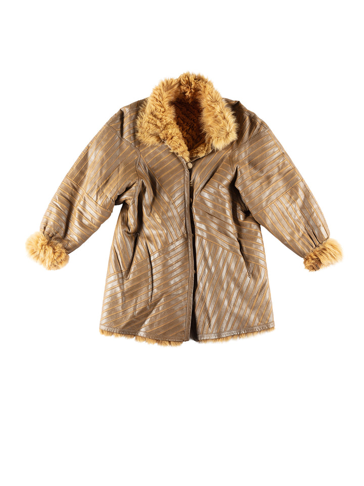 Vintage 70's Women Sheepskin Coat in BeigeMN781