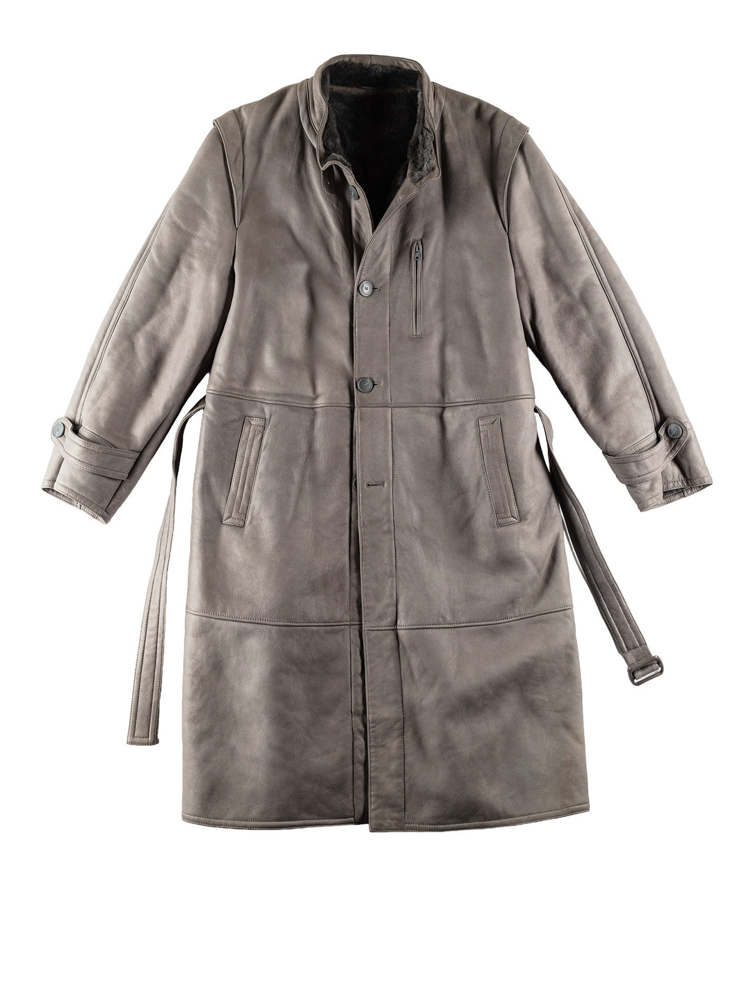 Vintage 80's Men Sheepskin Coat in GrayVN786