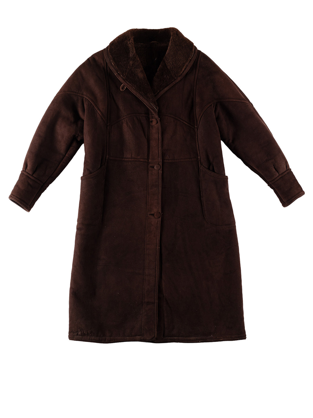 Vintage 80's Women Sheepskin Coat in BrownMN740