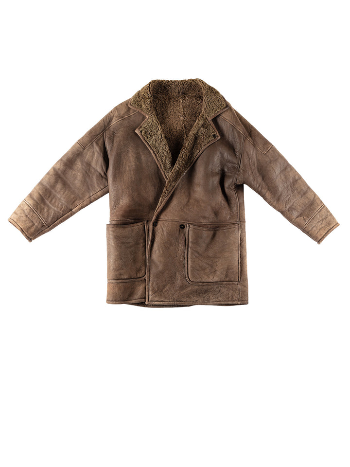 Vintage 80's Men Sheepskin Coat in BrownVN511