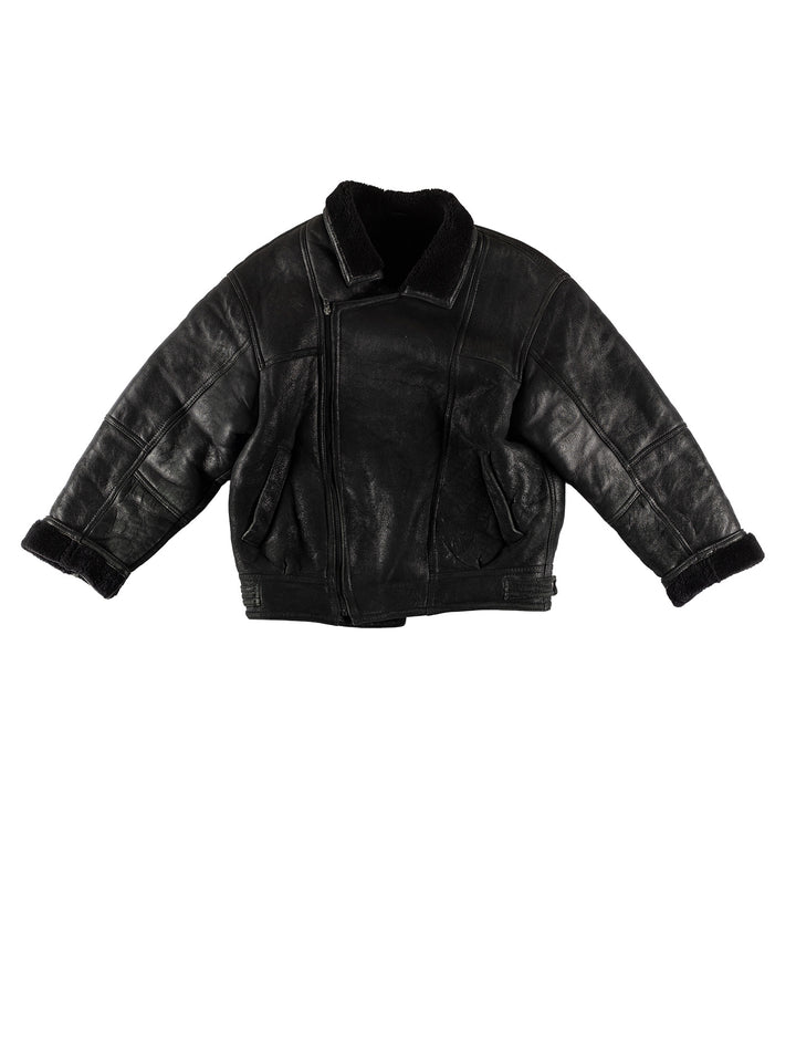 Vintage 80's Men Sheepskin Jacket in BlackVN621