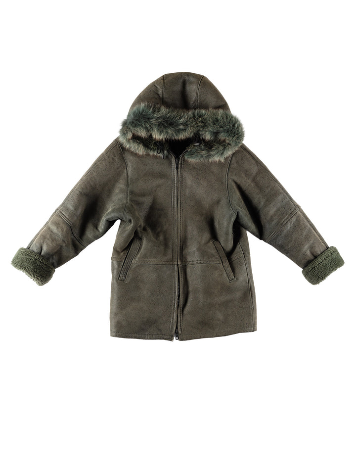 Vintage 70's Women Sheepskin Coat in GreenMN727