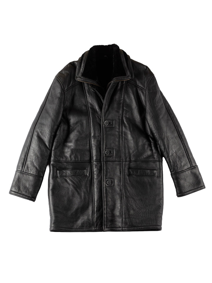 Vintage 80's Men Sheepskin Coat in BlackVN526