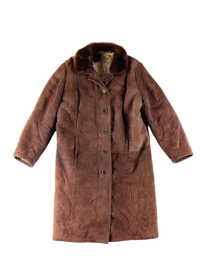 Vintage 70's Women Sheepskin Coat in BrownMN763