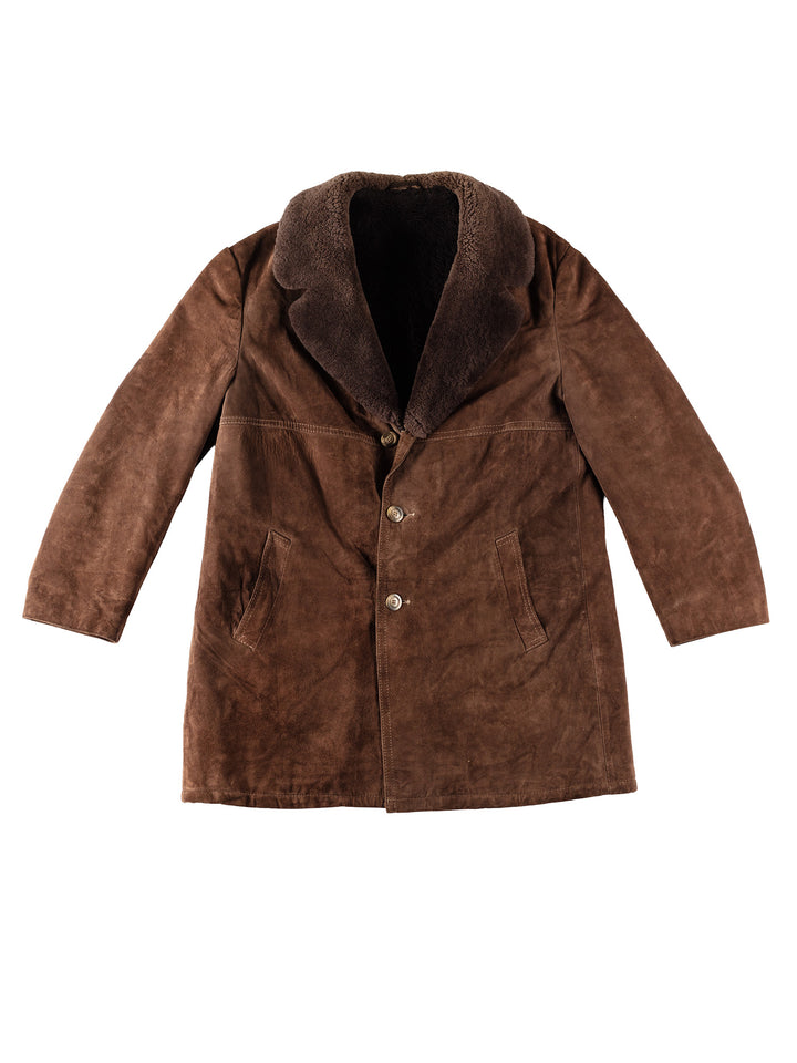 Vintage 80's Men Faux Sheepskin Coat in BrownVN371
