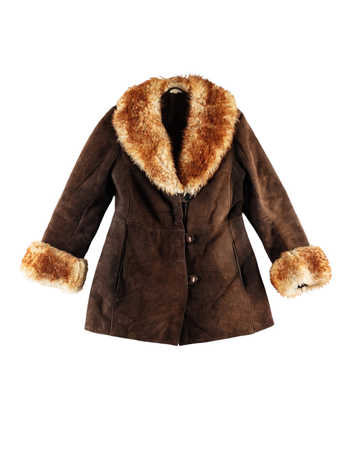 Vintage 70's Women Sheepskin Coat in BrownMN785