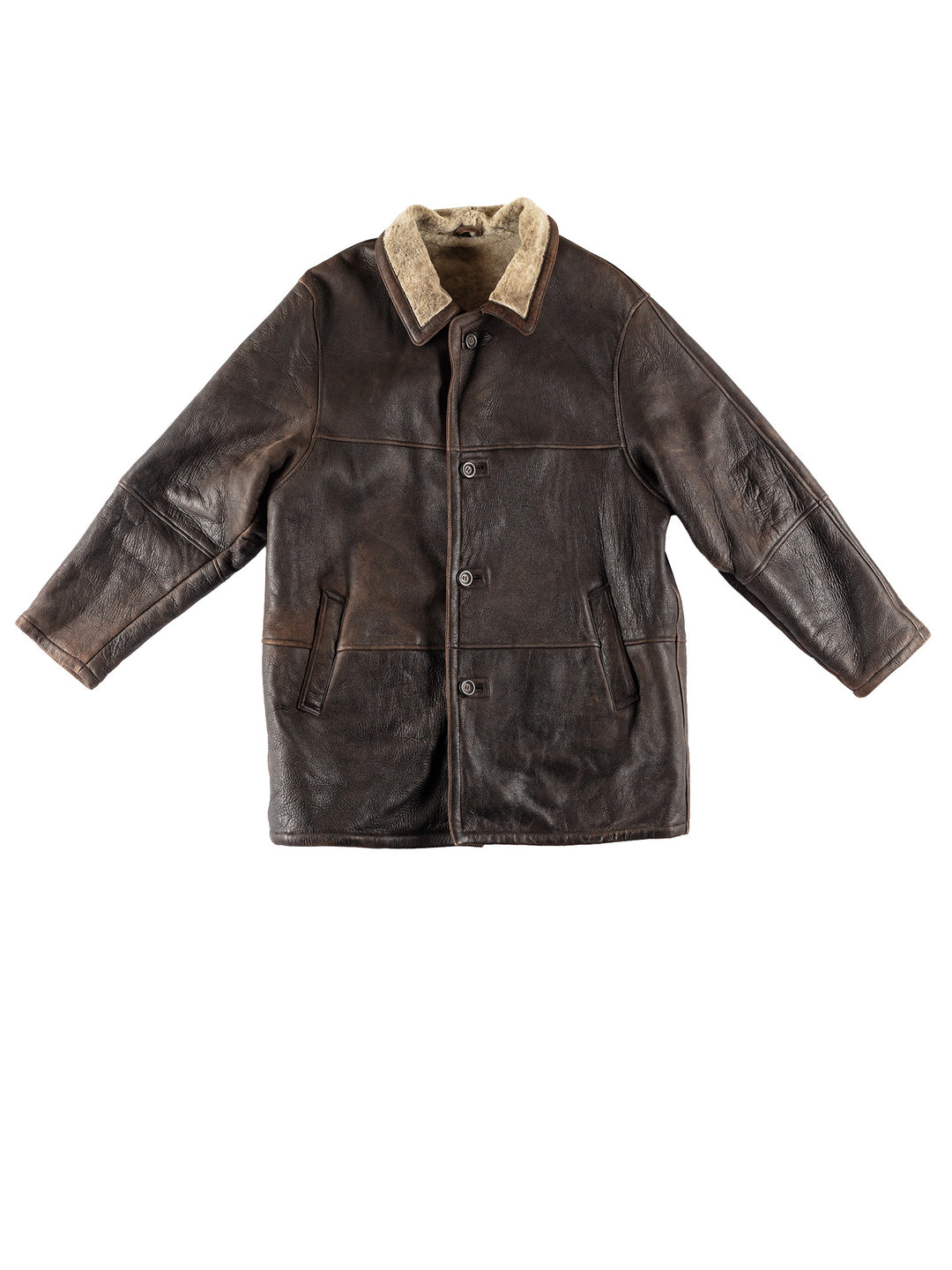 Vintage 80's Men Sheepskin Coat in BrownVN768