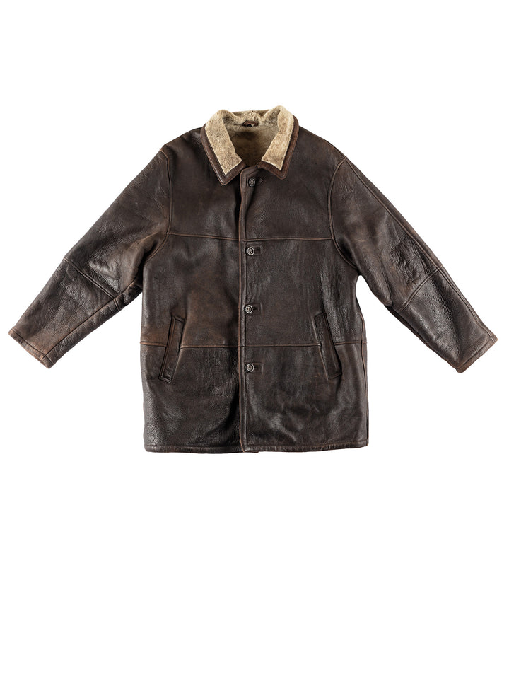Vintage 80's Men Sheepskin Coat in BrownVN768